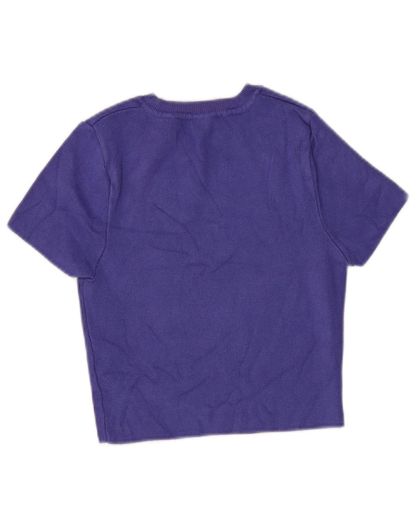 Zara Womens Crop Short Sleeve Boat Neck Jumper Sweater UK 12 Medium Purple