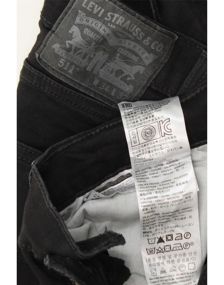 Levi's Mens 511 Slim Jeans W34 L32 Black Cotton