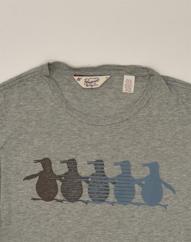 PENGUIN Mens Graphic T-Shirt Top Medium Grey Cotton | Vintage Penguin | Thrift | Second-Hand Penguin | Used Clothing | Messina Hembry 