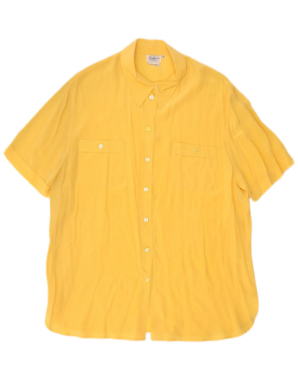 Luisa Spagnoli Womens Short Sleeve Shirt Blouse UK 12 Medium Yellow Silk