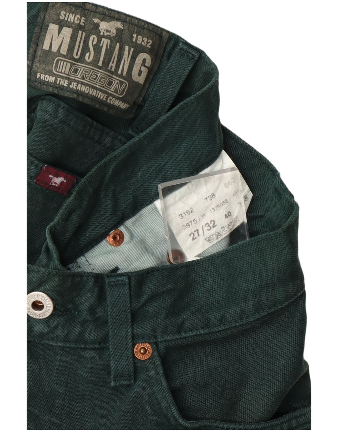 Mustang Mens Straight Jeans W27 L32 Green Cotton