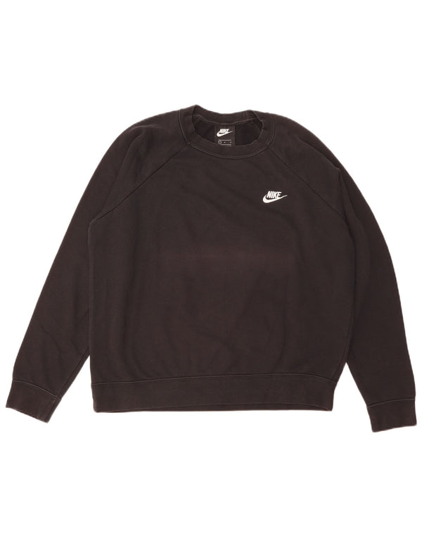 Nike Womens Sweatshirt Jumper UK 16 Large Black Cotton