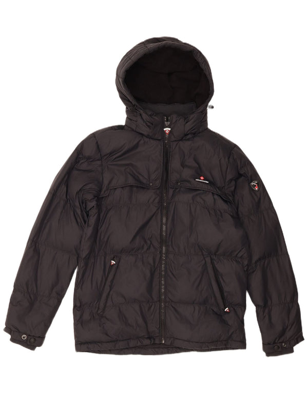 Vintage Mens Hooded Padded Jacket UK 36 Small Navy Blue Polyamide