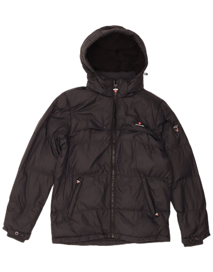 Vintage Mens Hooded Padded Jacket UK 36 Small Navy Blue Polyamide