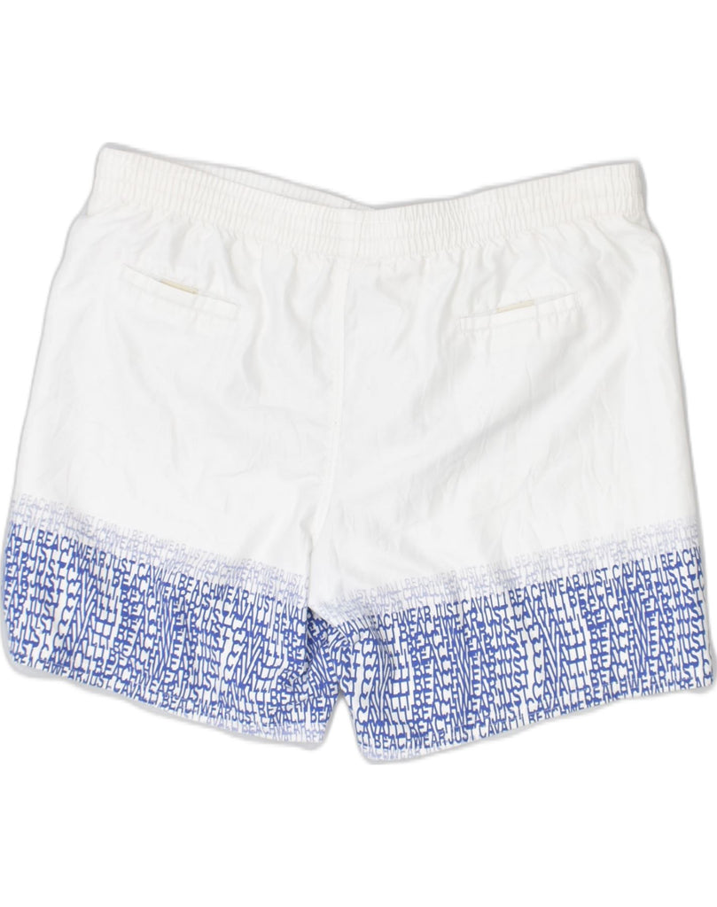 JUST CAVALLI Mens Sport Shorts Small White Colourblock Polyester | Vintage Just Cavalli | Thrift | Second-Hand Just Cavalli | Used Clothing | Messina Hembry 