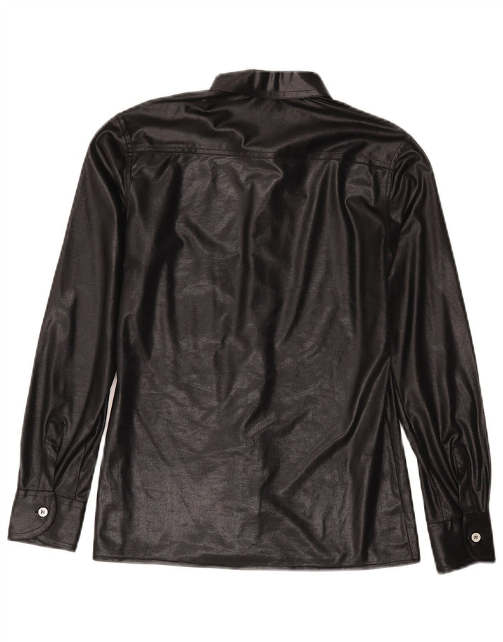 Fascino Womens Leather Shirt IT 46 Large Black