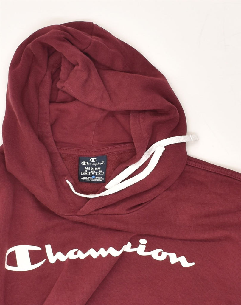 CHAMPION Mens Graphic Hoodie Jumper Medium Maroon Cotton | Vintage Champion | Thrift | Second-Hand Champion | Used Clothing | Messina Hembry 