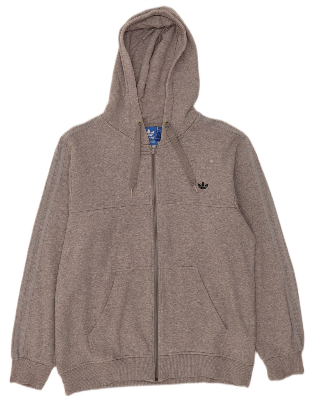 Adidas Mens Zip Hoodie Sweater Large Grey Cotton