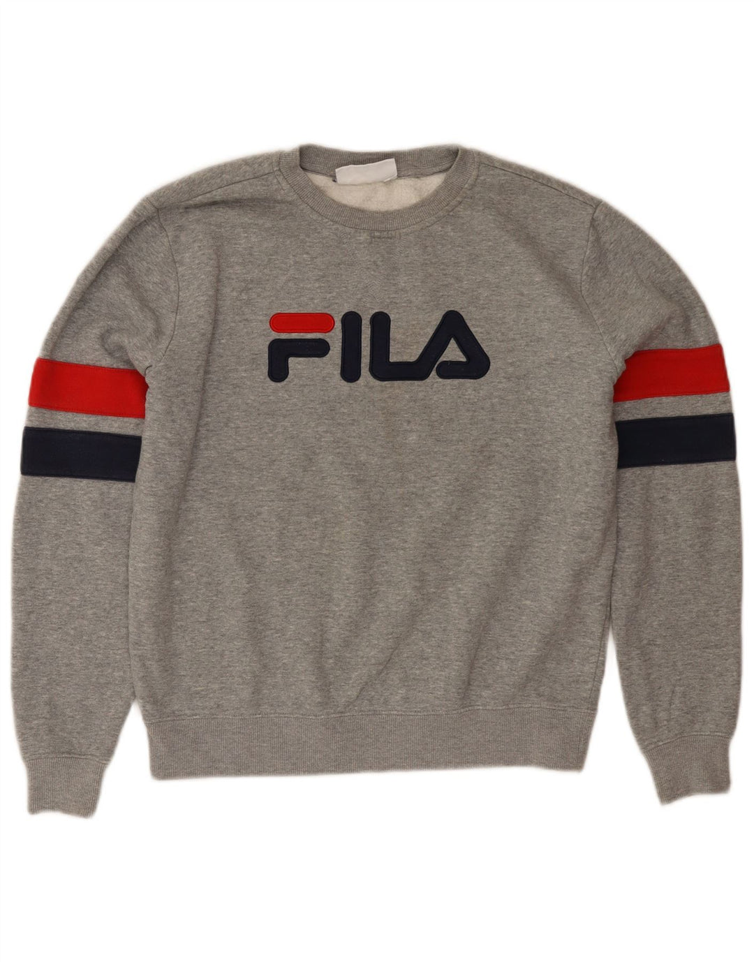 FILA Womens Graphic Sweatshirt Jumper UK 14 Medium Grey Colourblock