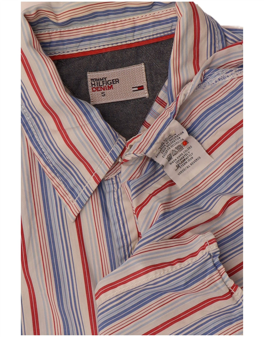 Tommy Hilfiger Mens Shirt Small Multicoloured Striped Cotton