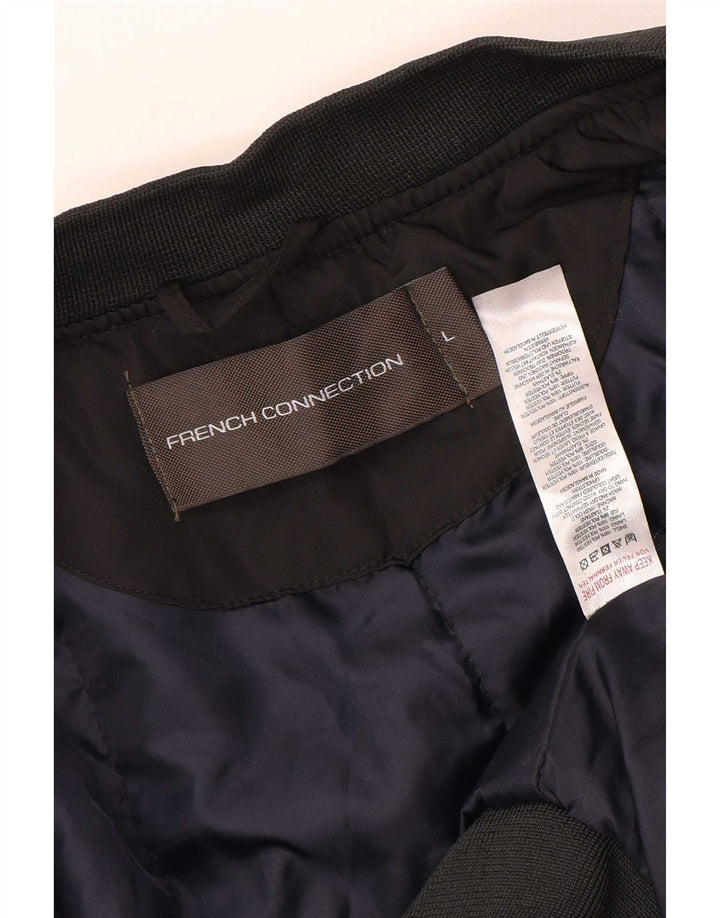 French Connection Mens Bomber Jacket UK 40 Large Black Polyester