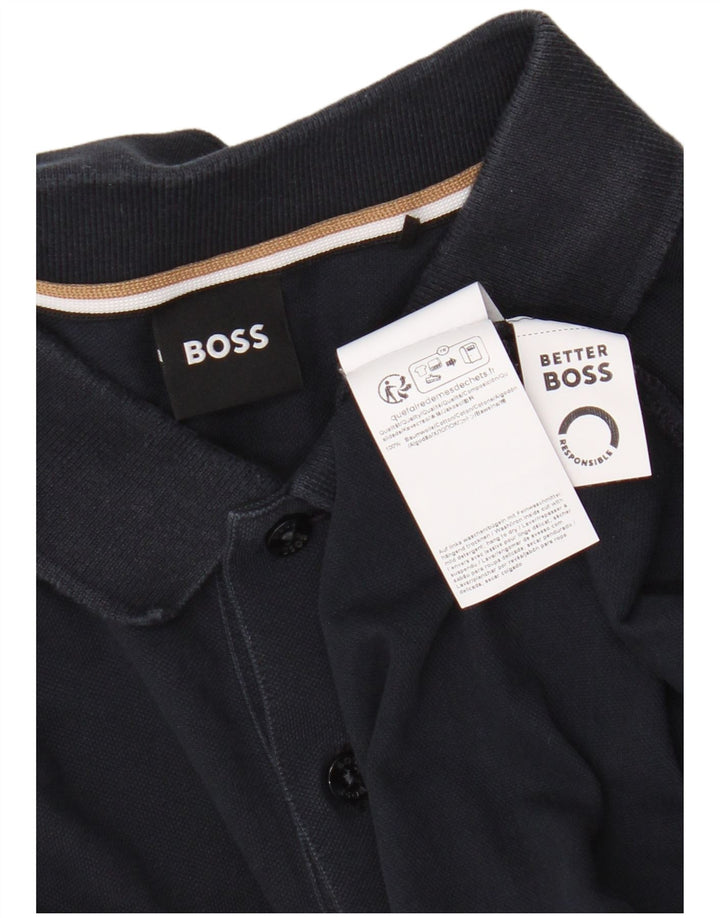 Hugo Boss Mens Polo Shirt Medium Navy Blue Cotton