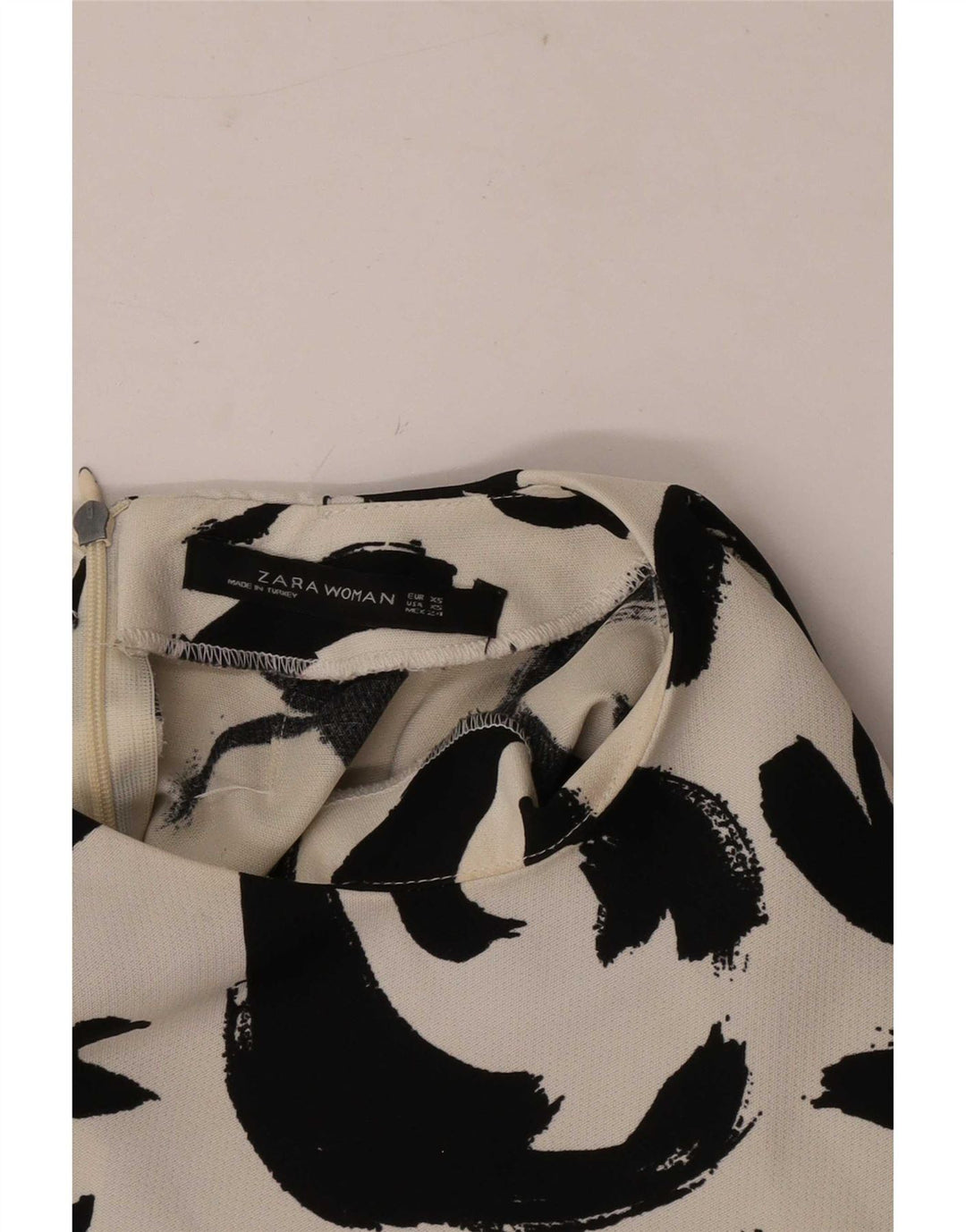 Zara Womens Blouse Top UK 6 XS Off White Geometric