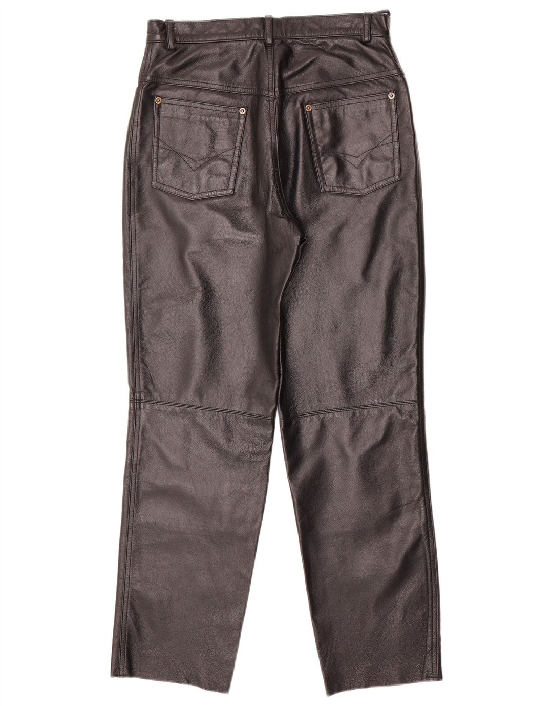 CANDA Womens Leather Trousers UK 10 Small W28 L28 Black Leather