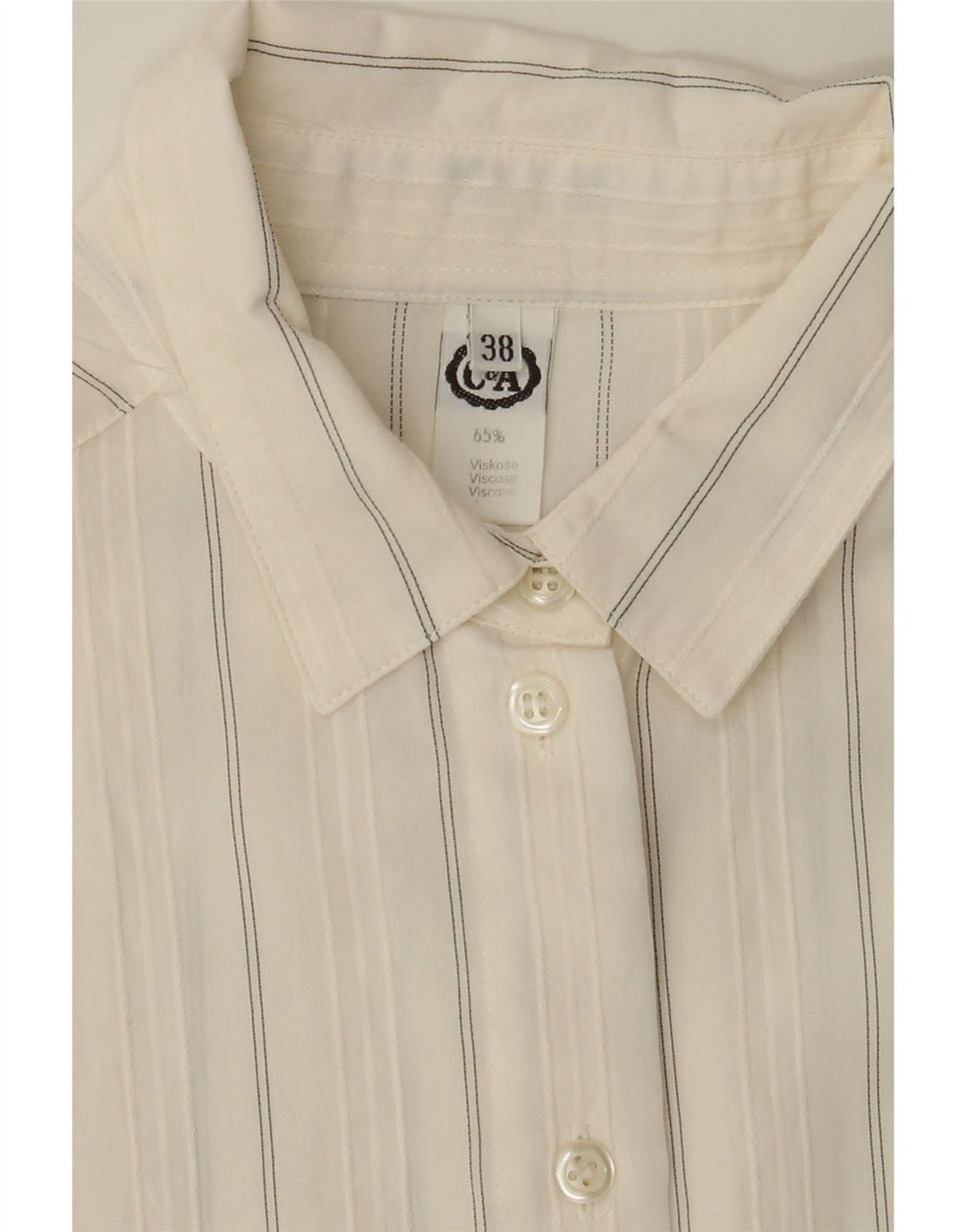 C&A Womens Shirt Blouse EU 38 Medium White Striped Viscose Vintage C&A and Second-Hand C&A from Messina Hembry 