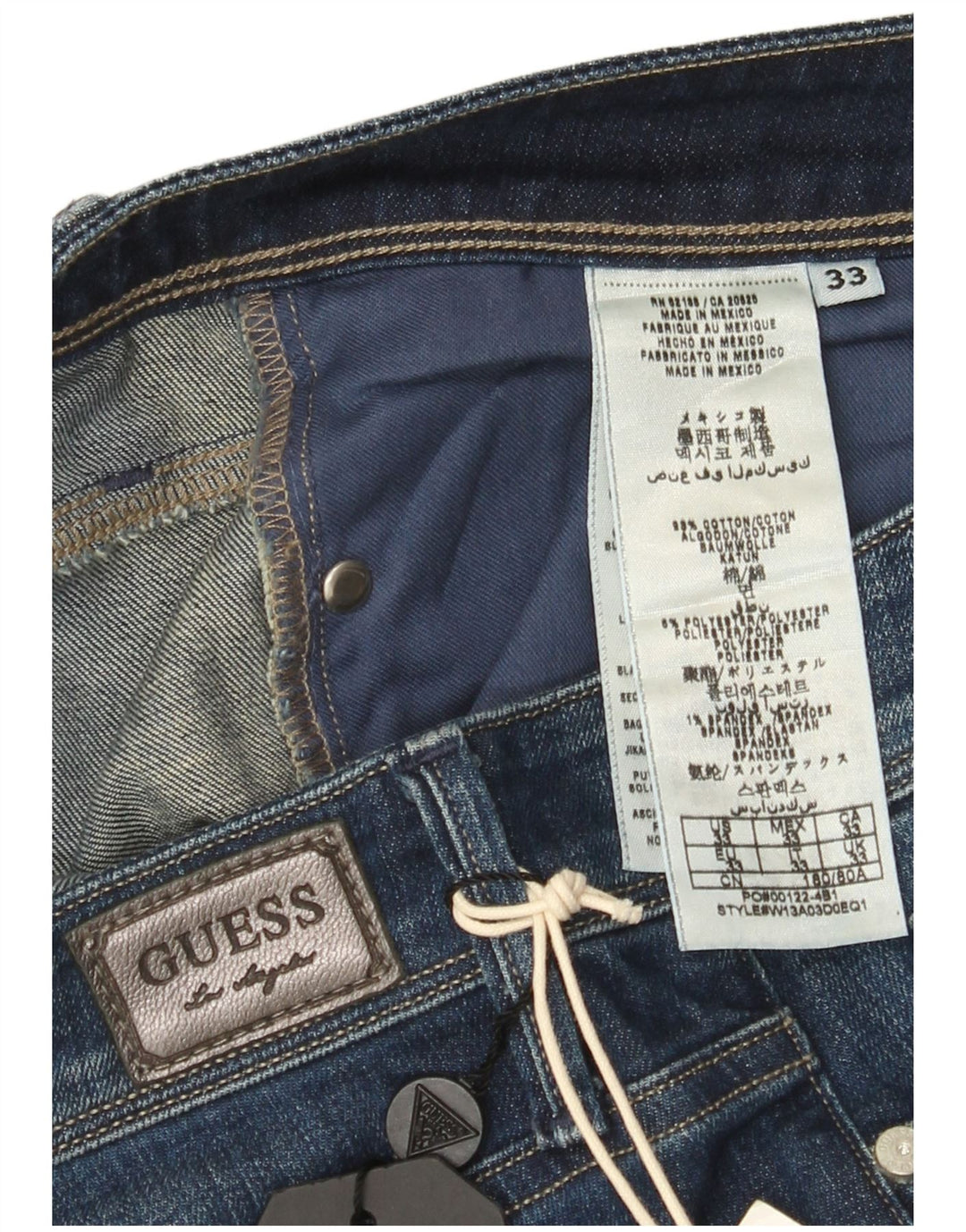Guess Womens Regular Fit Straight Jeans W33 L34 Blue Cotton