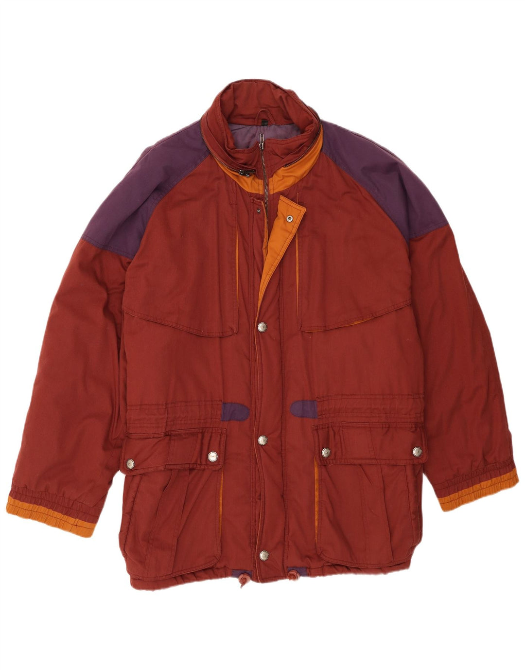 Vintage Mens Windbreaker Jacket UK 42 XL Maroon Colourblock