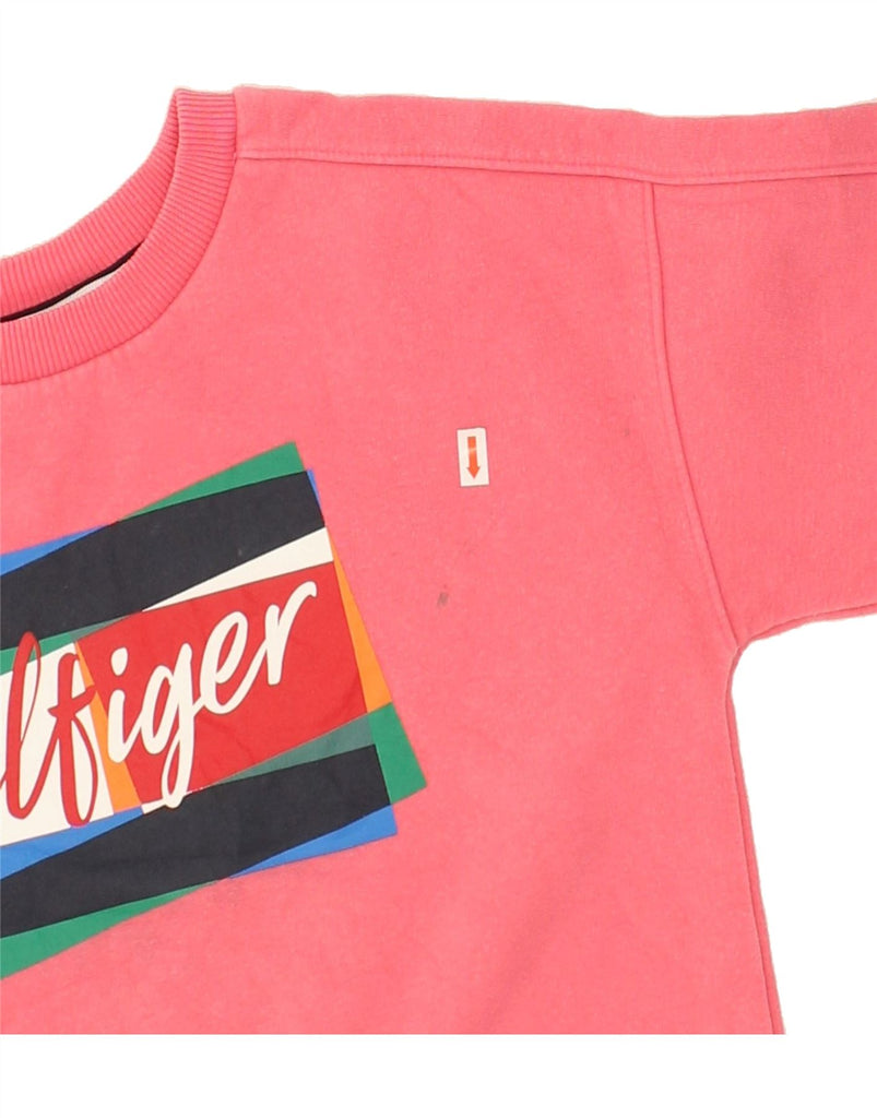 TOMMY HILFIGER Girls Graphic Sweatshirt Jumper 10-11 Years Pink Cotton | Vintage Tommy Hilfiger | Thrift | Second-Hand Tommy Hilfiger | Used Clothing | Messina Hembry 