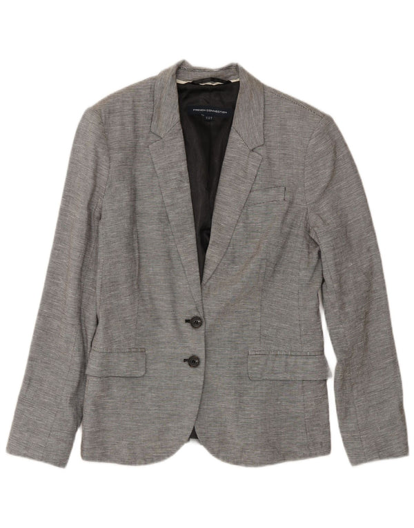 French Connection Womens 2 Button Blazer Jacket UK 12 Medium Grey Pinstripe