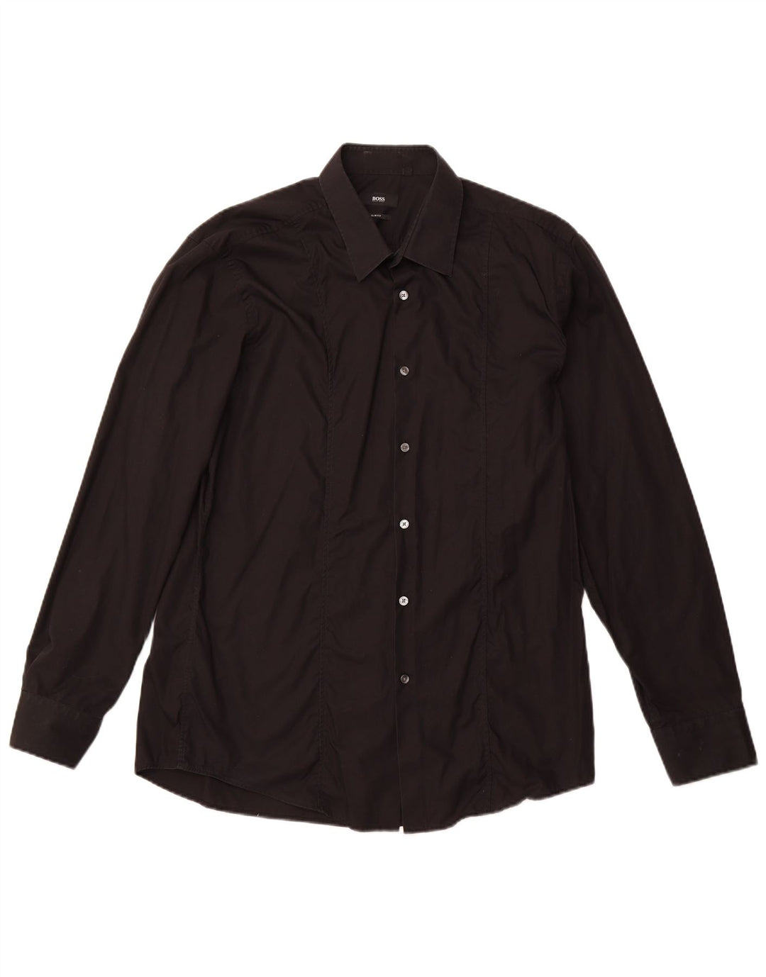 HUGO BOSS Mens Slim Fit Shirt Size 44 17 1/2  XL Black Cotton