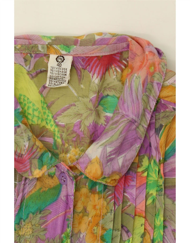 C&A Womens Short Sleeve Shirt EU 40 Medium Multicoloured Floral Viscose Vintage C&A and Second-Hand C&A from Messina Hembry 