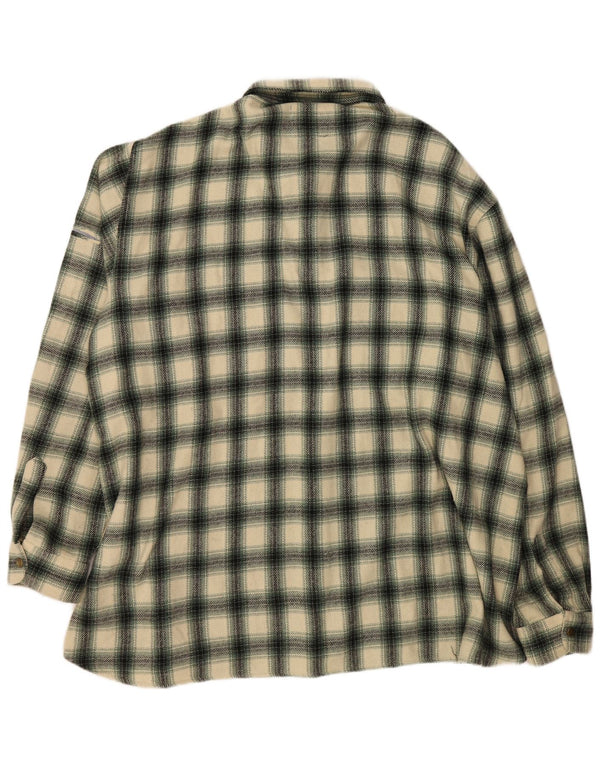 VINTAGE Mens Flannel Shirt 3XL Green Check Wool