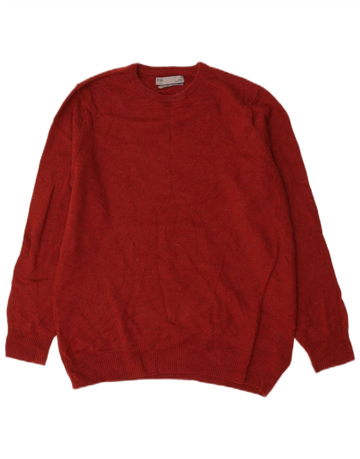 Marks & Spencer Mens Crew Neck Jumper Sweater Medium Red Wool