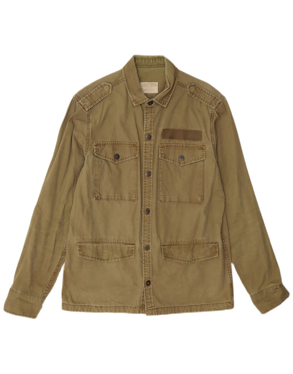 Zara Mens Oversized Military Shirt Large Khaki Cotton