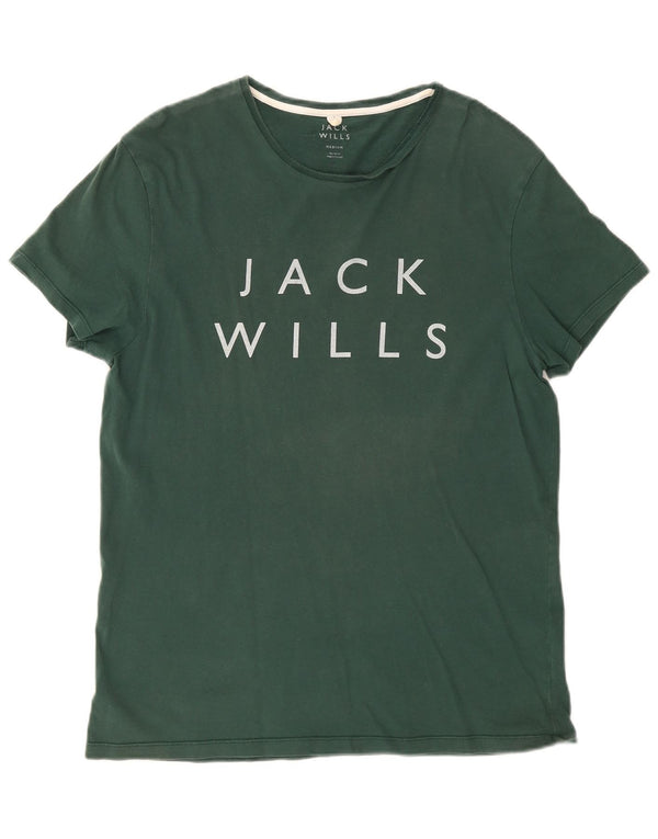 Jack Wills Mens Graphic T-Shirt Top Medium Green Cotton