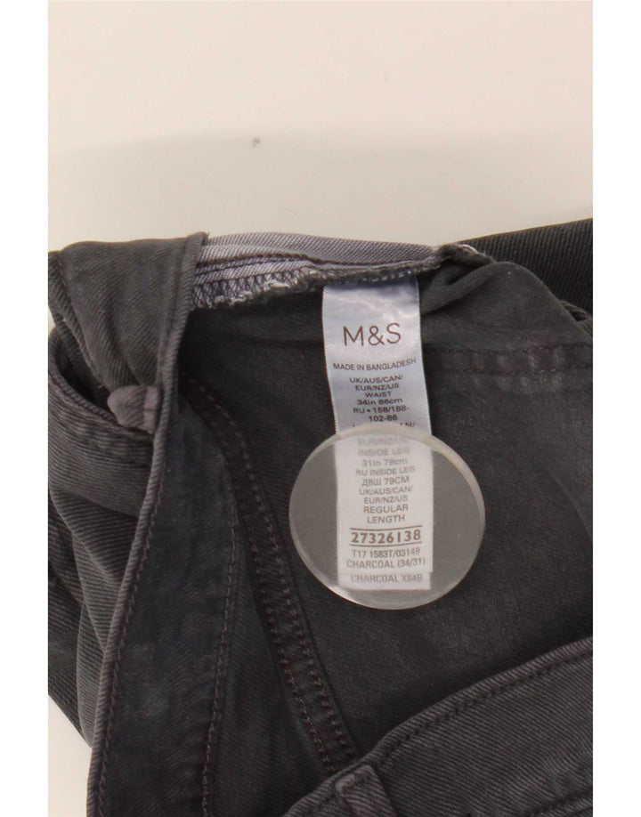 Marks & Spencer Mens Slim Chino Trousers W34 L28 Grey Cotton