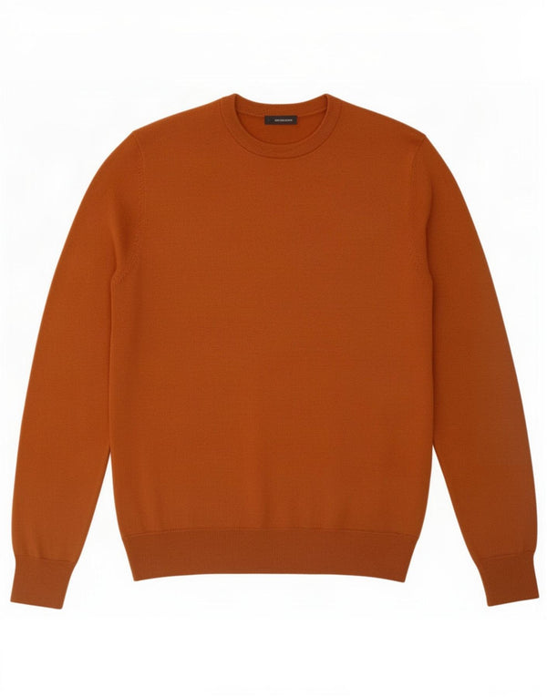 Marks & Spencer Mens Crew Neck Jumper Sweater Large Brown Cotton