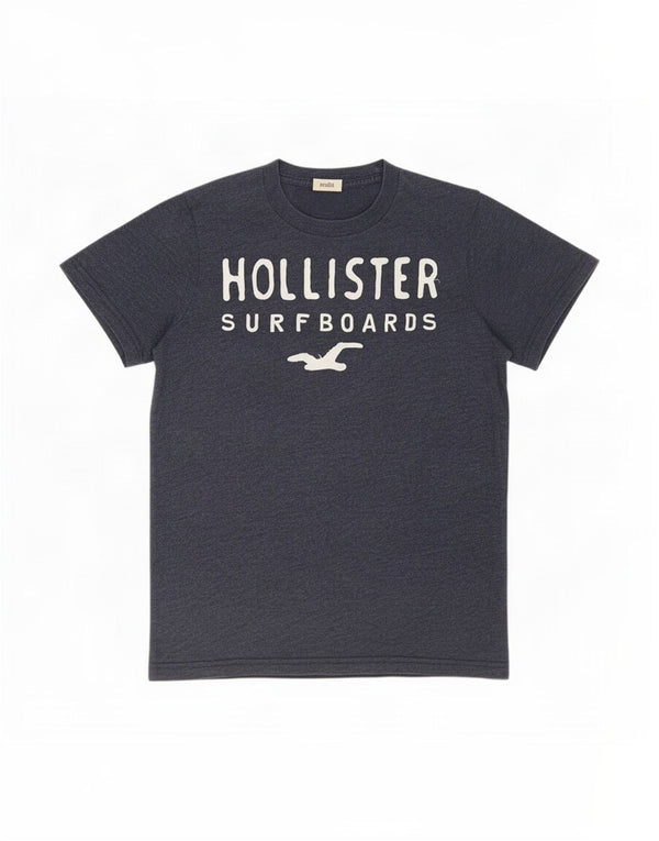 Hollister Mens Graphic T-Shirt Top Medium Navy Blue Cotton