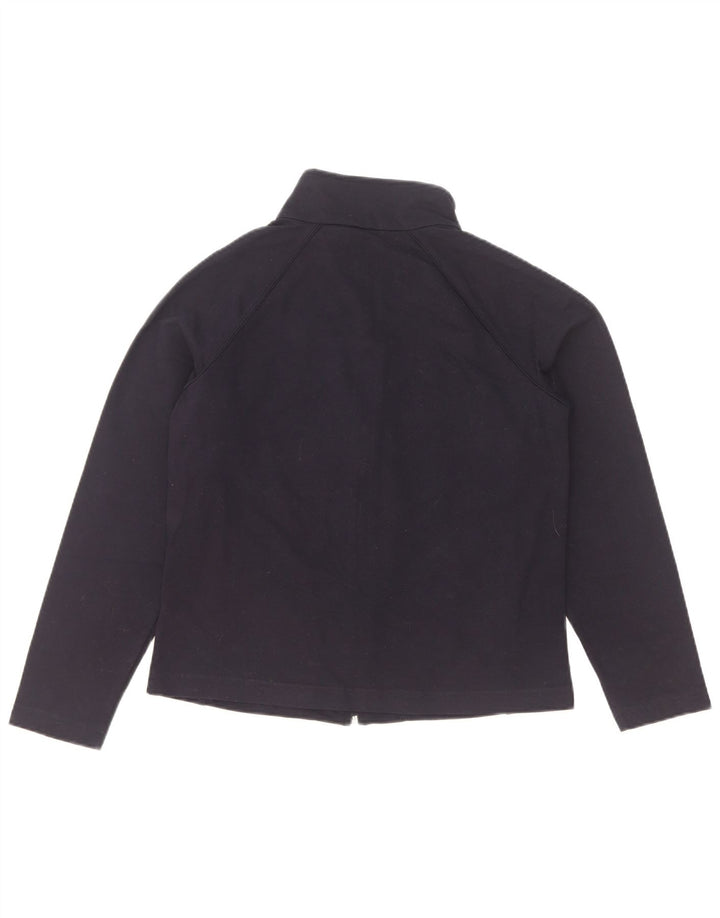 Marks & Spencer Womens Tracksuit Top Jacket UK 12 Medium Navy Blue Cotton