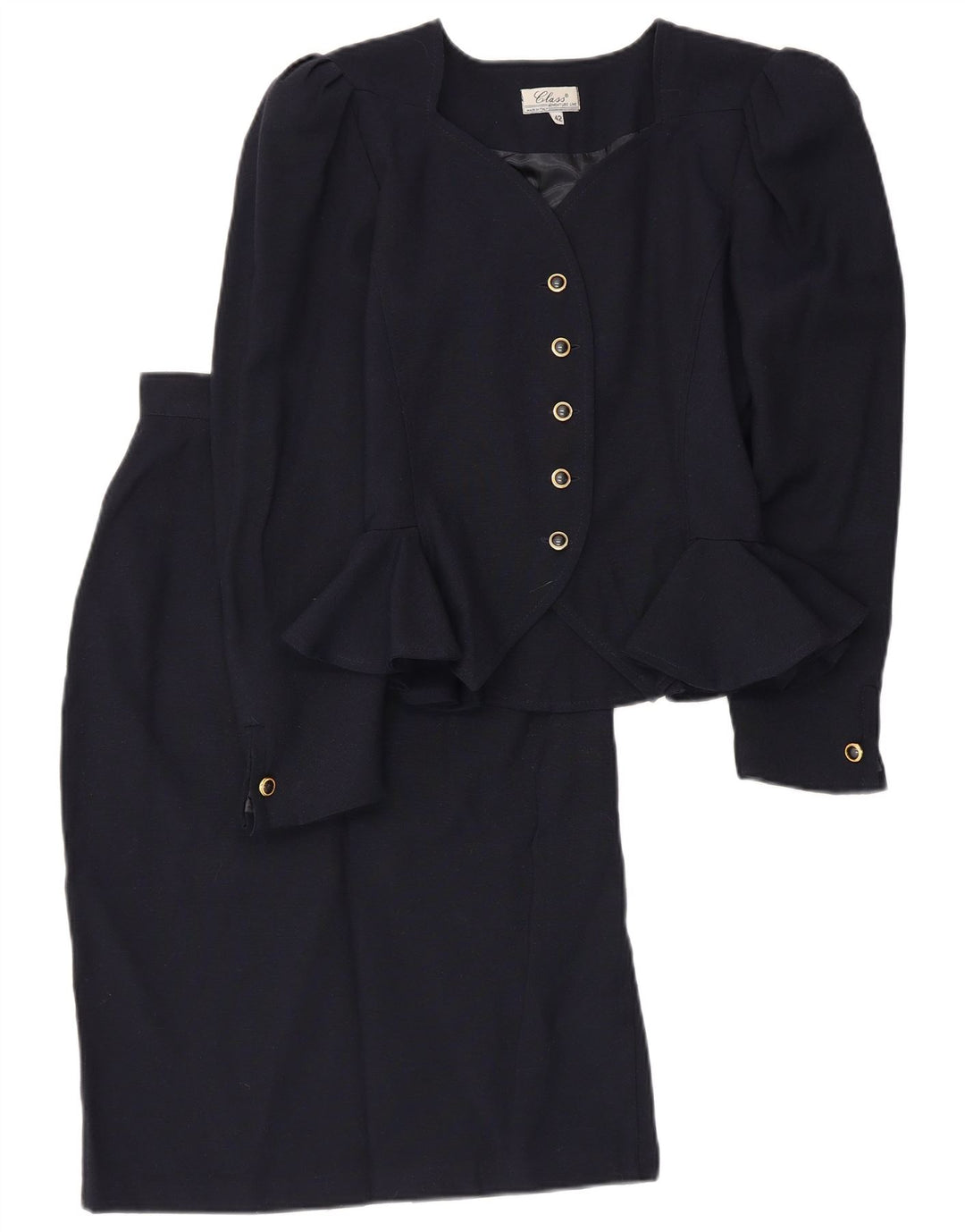 Class Womens 5 Button 2 Piece Skirt Set IT 42 Medium W26 Navy Blue