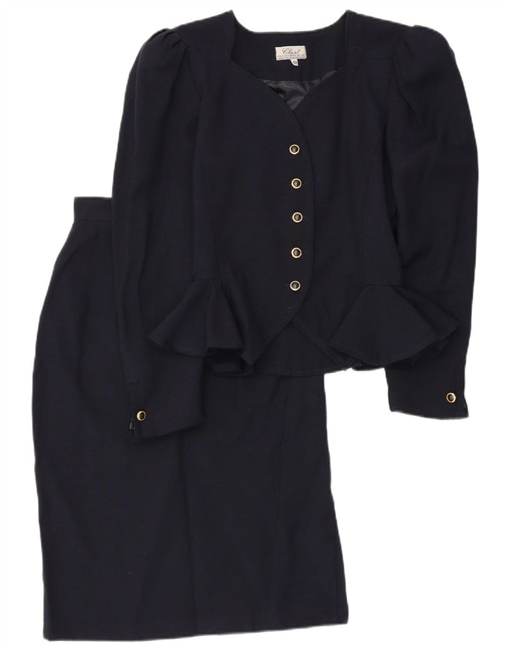 Class Womens 5 Button 2 Piece Skirt Set IT 42 Medium W26 Navy Blue