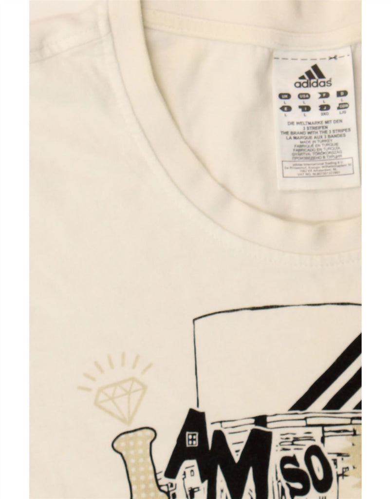 ADIDAS Mens Graphic T-Shirt Top Large White Cotton Vintage Adidas and Second-Hand Adidas from Messina Hembry 
