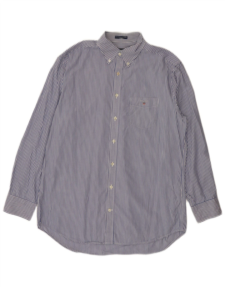 Gant Mens Regular Shirt Size 41/42 16 1/2 Large Blue Striped Cotton