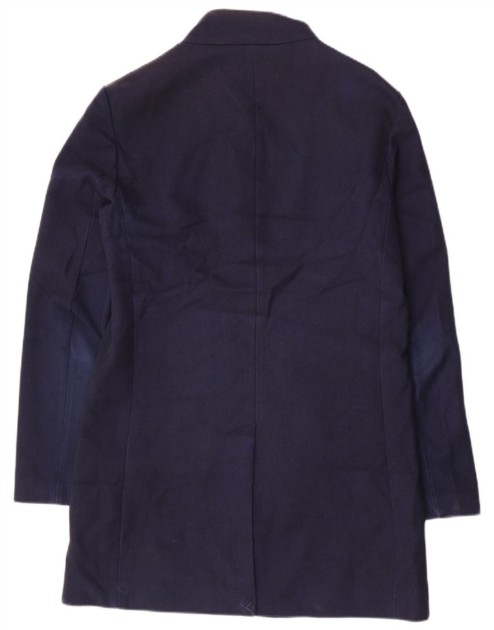 ZARA Mens Overcoat UK 40 Large Navy Blue Polyester