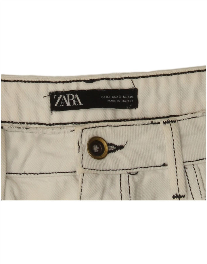 Zara Womens Mini Denim Skirt Small W27  White