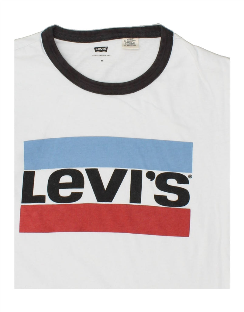 LEVI'S Womens Graphic T-Shirt Top UK 14 Medium White Cotton | Vintage Levi's | Thrift | Second-Hand Levi's | Used Clothing | Messina Hembry 