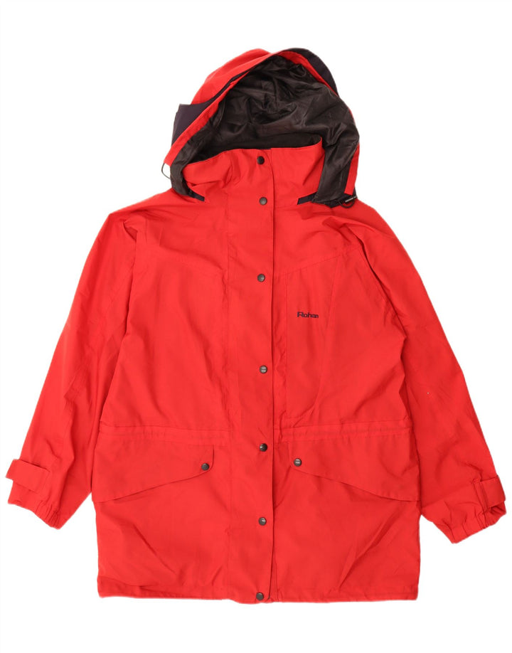 Rohan Womens Hooded Raincoat UK 14 Medium Red Polyester