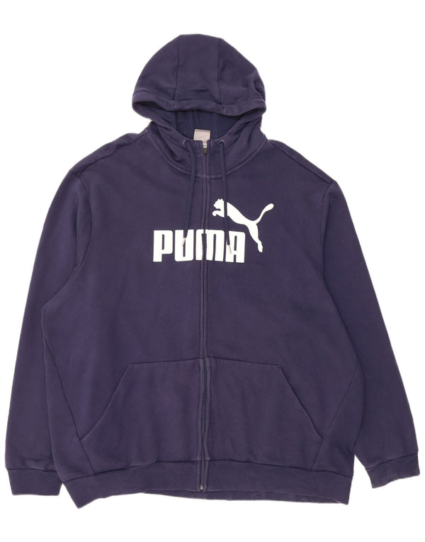Puma Mens Graphic Zip Hoodie Sweater 5XL Navy Blue Cotton