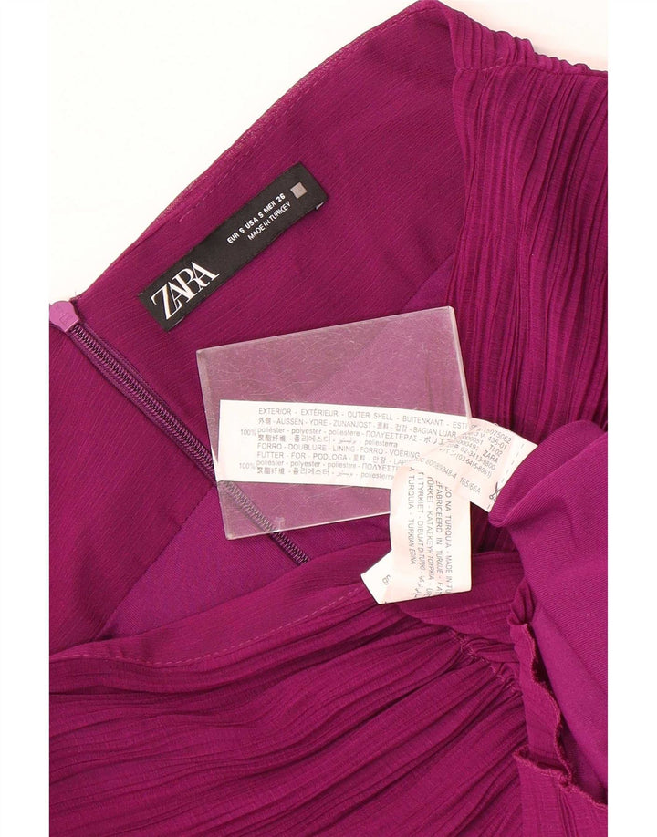 Zara Womens High Waist Midi Skirt Small W26 Purple Polyester