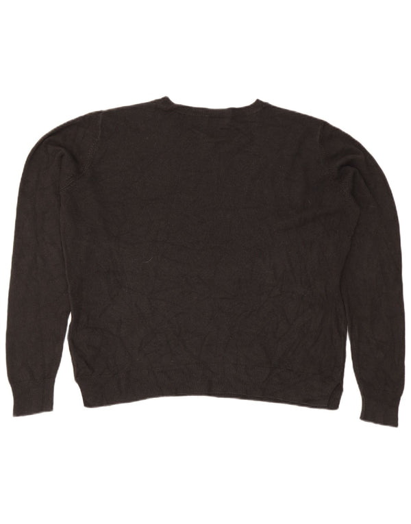 Marks & Spencer Womens Oversized Crew Neck Jumper Sweater UK 16 Large Black
