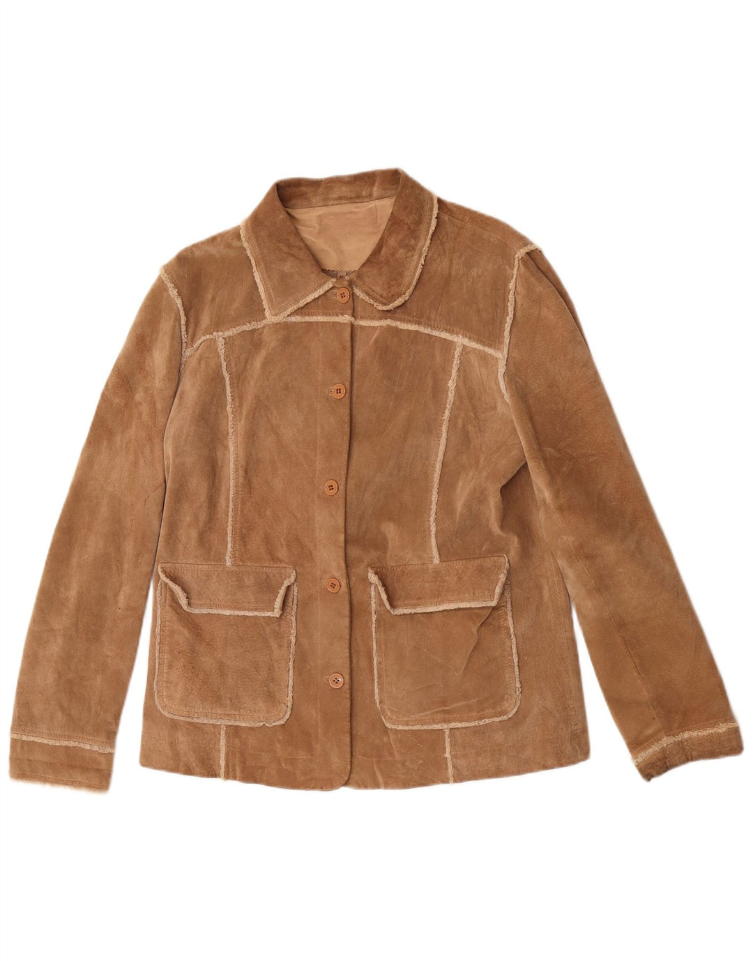 Conbipel Womens Suede Jacket IT 46 Large Brown Leather