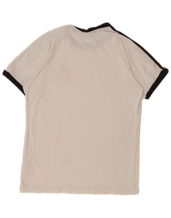 Adidas Mens T-Shirt Top Medium White Colourblock Cotton