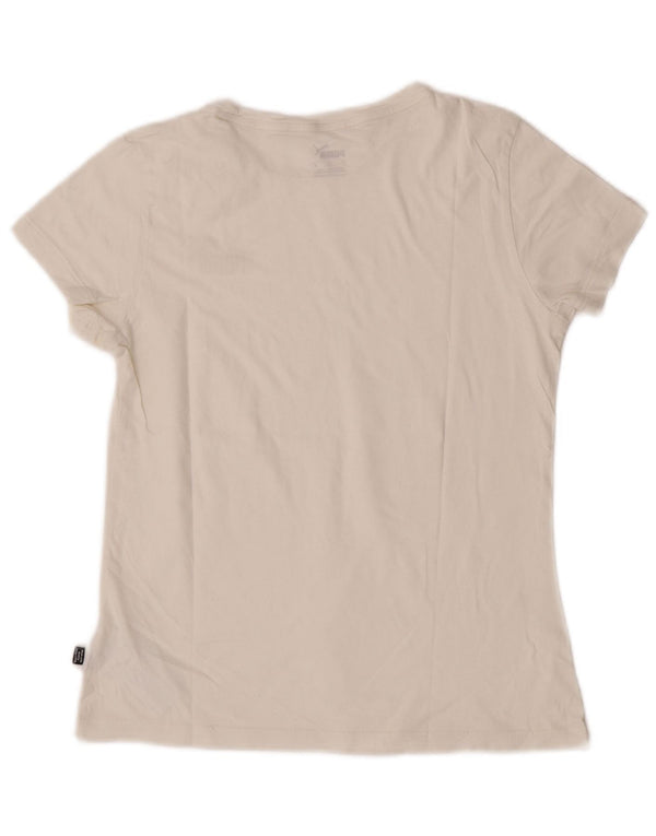 Puma Womens T-Shirt Top UK 10 Small Off White Cotton