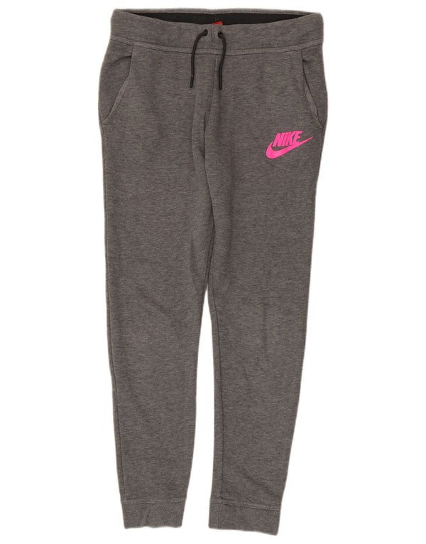Nike Girls Graphic Tracksuit Trousers Joggers 13-14 Years XL Grey Cotton