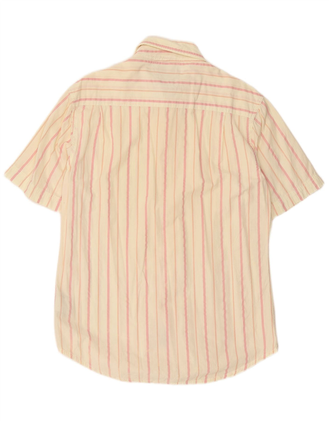 Fila Mens Short Sleeve Shirt Medium Off White Striped Cotton