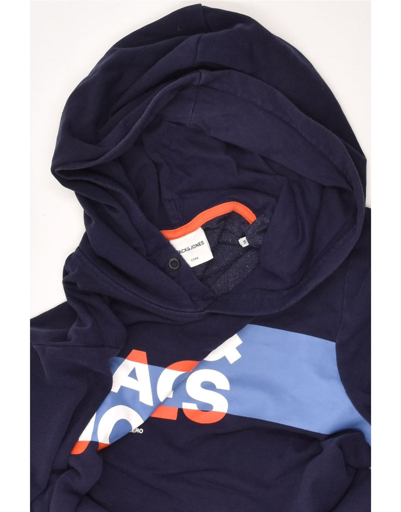 JACK & JONES Mens Graphic Hoodie Jumper XL Navy Blue Cotton | Vintage Jack & Jones | Thrift | Second-Hand Jack & Jones | Used Clothing | Messina Hembry 